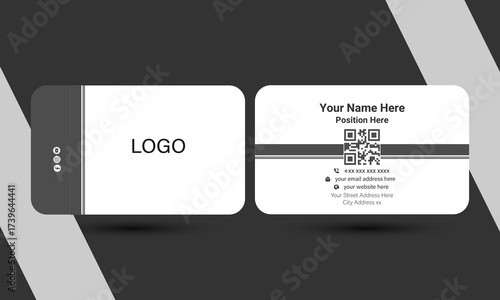 Business Card Design, Minimalist Black and White Business Card Template,Modern Corporate Identity Visiting Card, Professional QR Code Business Card Design, Clean and Stylish Business Card with QR Code