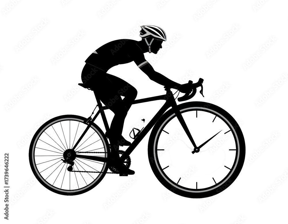 Obraz premium Silhouette of cyclist riding bicycle athletic sport person outdoor transportation fitness activity object isolated on white background