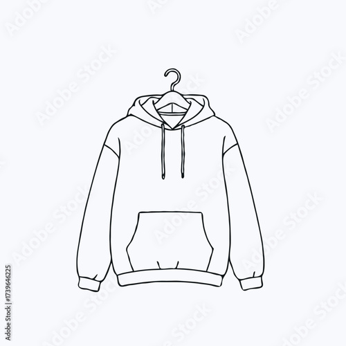 Hoodie drawing on hanger in minimal style with outline design  