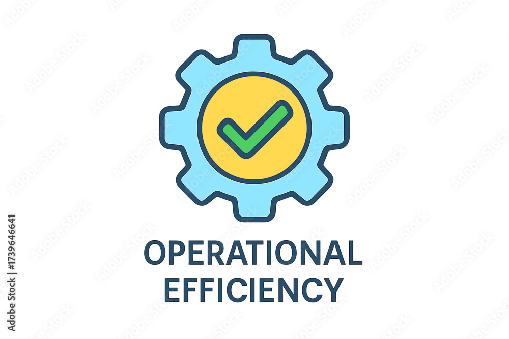 Fototapeta premium Operational efficiency gear with check mark and gear symbol