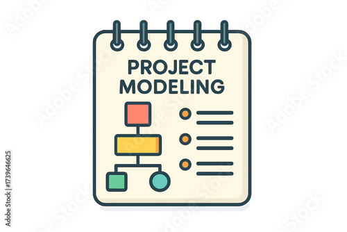 Project modeling planner notebook with flowchart and checklist design  