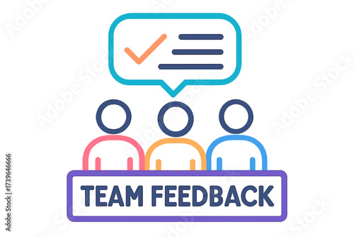 Team members giving feedback in a digital communication concept team feedback chart