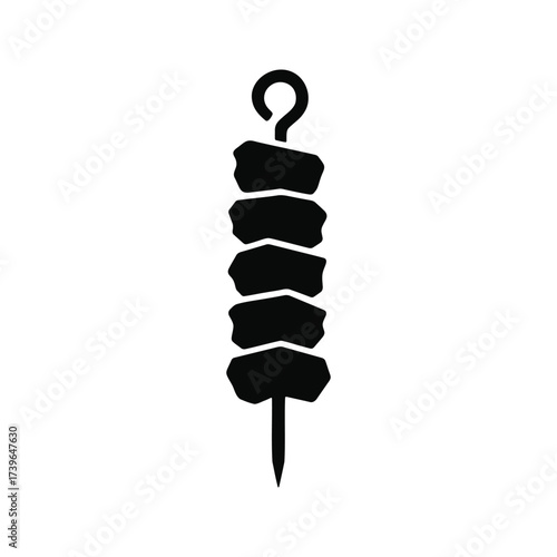 Vector silhouette of a meat skewer with vegetables.