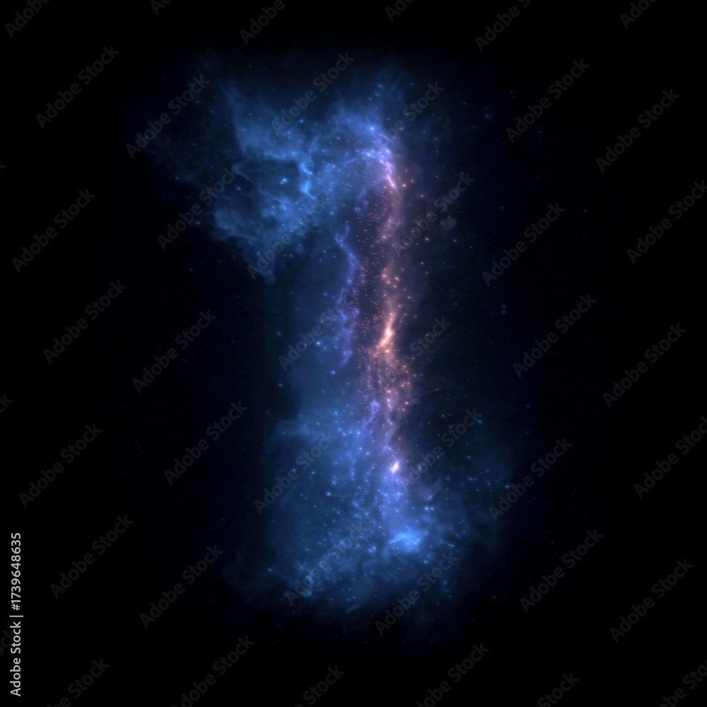 Naklejka premium Digit 1 Cosmic Deep Space Nebula Letters Overlays Collection for Commercial Design and Digital Art Projects with Vibrant Colors and Galactic Textures