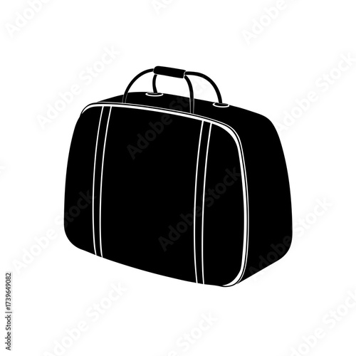 Illustration of a black duffel bag with white trim and handles on a white background design style on transparent background silhouette
