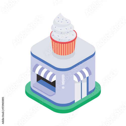 Cake Shop Isometric vector Illustration 