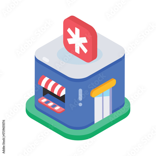 Pharmacy Isometric vector Illustration 