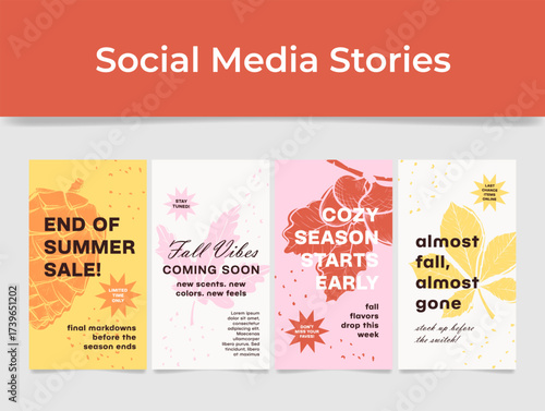 Fall pre-sale social media story template featuring seasonal themes and bright colors