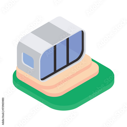 Glamping Isometric vector Illustration 