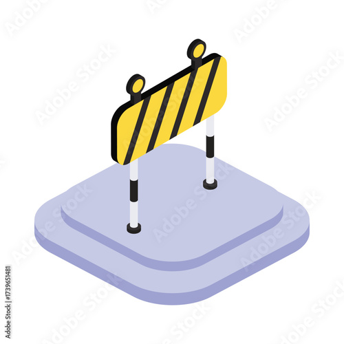 Road Barrier Isometric vector Illustration 
