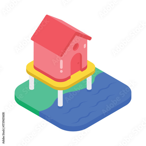 Wooden Pier Isometric vector Illustration 