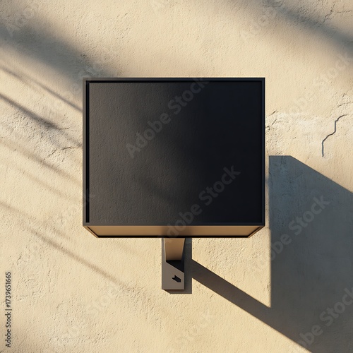 Modern Black Square Wall-mounted Light Fixture on Beige Wall