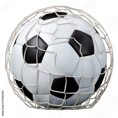 Soccer Ball in Net on Transparent Background