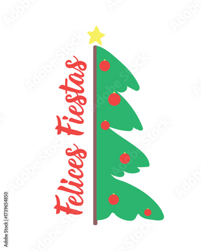 Felices Fiestas. Translation from Spanish - Happy holidays. Perfect design for greeting cards, posters and social media. Spanish Lettering. Christmas card