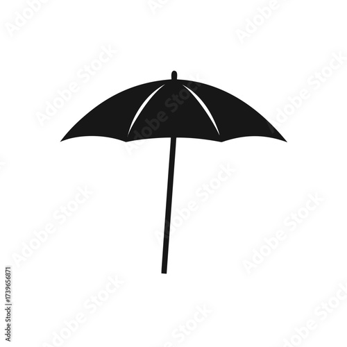 Silhouette of a simple black umbrella icon on transparent background