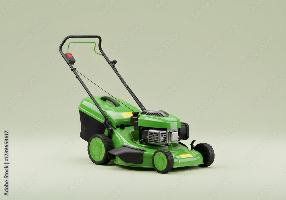 Fototapeta premium Green Lawn Mower on Isolated Background