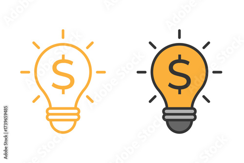 Two lightbulb ideas with a dollar sign inside them.