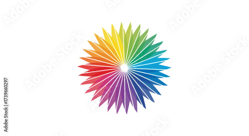 Vibrant spectrum burst: A kaleidoscopic array of colors radiating outwards in starburst formation