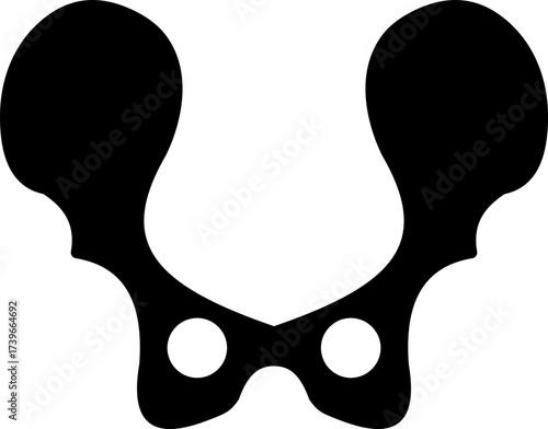 Human pelvis bone skeleton icon isolated on transparent background in black style, anatomy hip bone illustration, medical vector design healthcare element