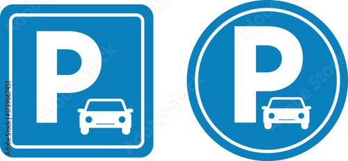 Parking area icon set. Car parking symbol. Parking area icon collection