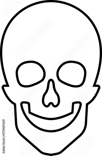 Human skull skeleton icon isolated on transparent background in black style, anatomy cranium head bones medical illustration vector design graphic element.