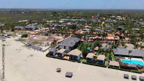 Aerial shot of Barra grande village, perfetc spot to practice kitesurf at piaui state, Brazil.
