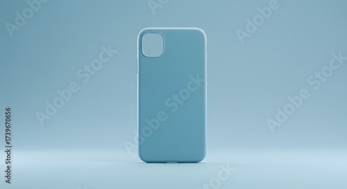 Blue iPhone Case Mockup on Light Blue Background