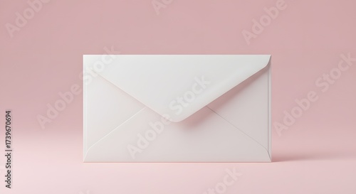 White Envelope on Pink Background - Minimalist Communication Concept