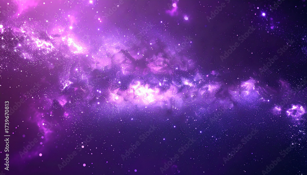 Fototapeta premium ダイヤのように星が瞬く紫の幻想銀河 – Stunning Purple Galaxy with Diamond-Like Sparkling Stars
