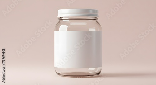Glass Jar with White Label Mockup for Food or Cosmetic Packaging
