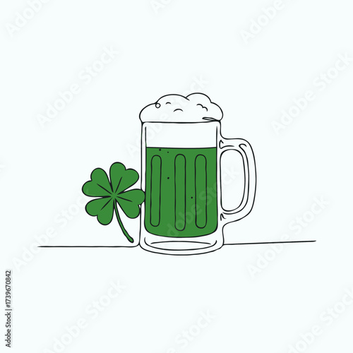 Green beer mug with shamrock for St. Patrick's Day celebration  