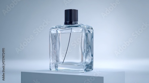 A minimalist perfume bottle against a clean background