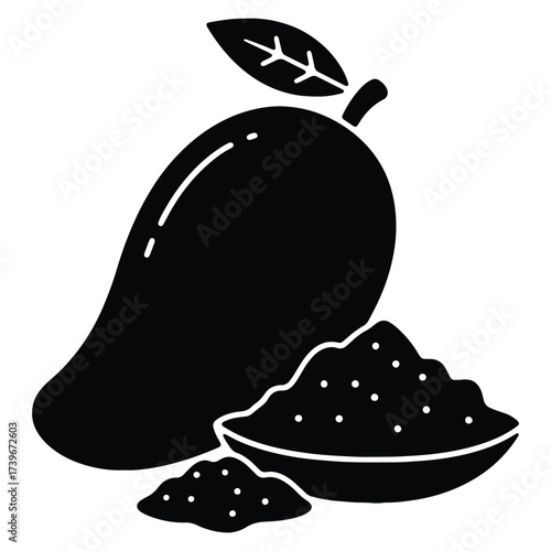 Delicious mango with pulp cut and represented with a vector icon
