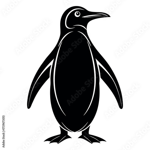 Black color National Penguin Day Design, Solid White Background (2).eps