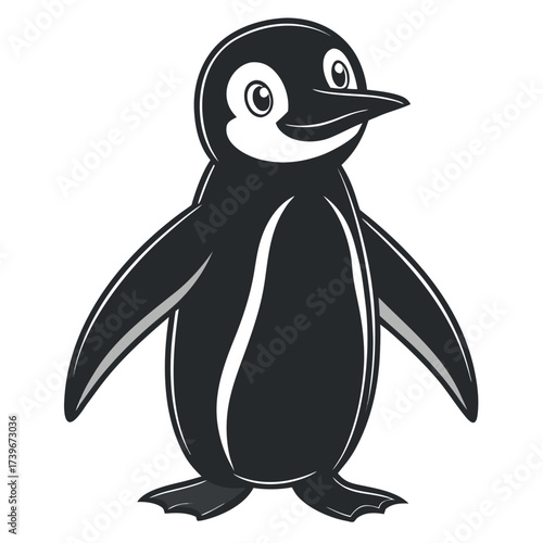 Black color National Penguin Day Design, Solid White Background (1).eps