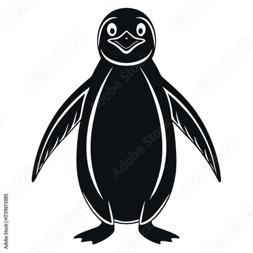 Black color National Penguin Day Design, Solid White Background (5).eps
