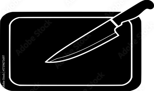 cutting board icon vector. kitchen cutting board with knife outline illustration