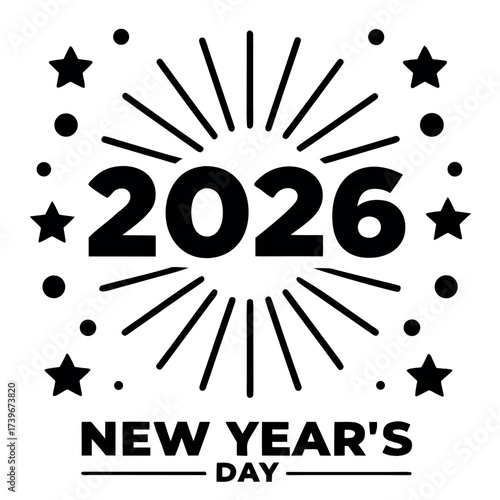 Black color New Year Day Design, Solid White Background (11).eps