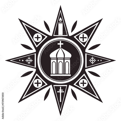 Black color Orthodox Christmas Day Design, Solid White Background (1).eps