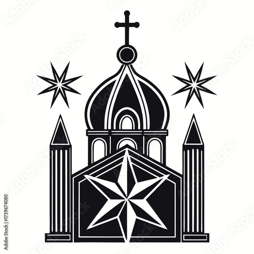 Black color Orthodox Christmas Day Design, Solid White Background (11).eps