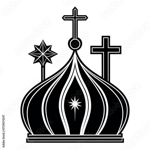 Black color Orthodox Christmas Day Design, Solid White Background (19).eps