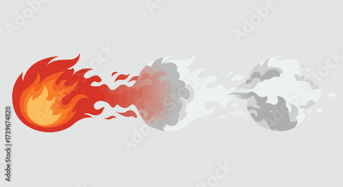 Fire to smoke effect Orange fireball fades to gray smoke cloud transitioning through red gray and white