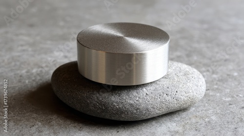 A Petite Silver Perfume Bottle Resting on a Stone