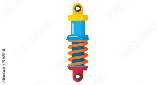 Colorful illustration of a vehicle shock absorber demonstrating vehicular suspension