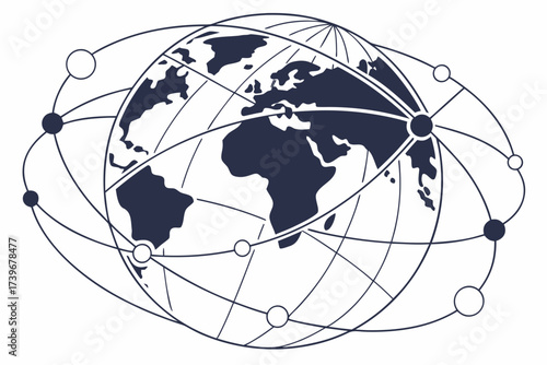 Global Globe With Network Connections in Clean Minimal Style