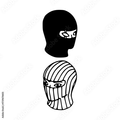 balaclava ski mask headwear vector set