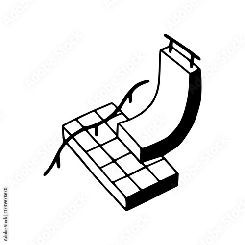 skatepark quarter pipe ramp outline illustration