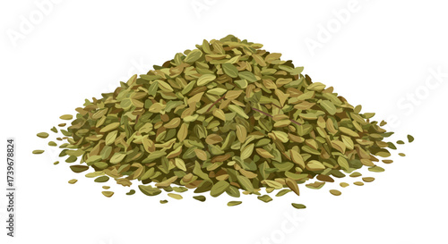 A pile of dried oregano leaves and stems displaying shades of green and tan