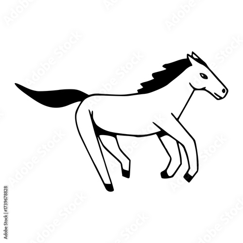 running horse outline doodle illustration