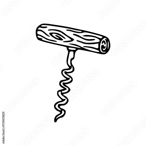 wooden corkscrew outline drawing